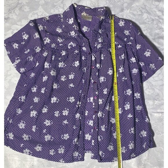 Baxter &  Wells Purple Large Ditsy Floral Button Up Shirt Cottage Prairie 90s - Picture 7 of 10